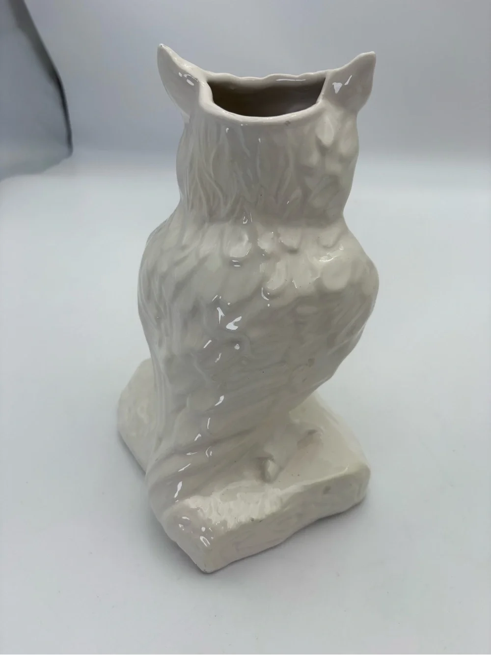 Vintage Ceramic Owl Vase - White Home Art Decor